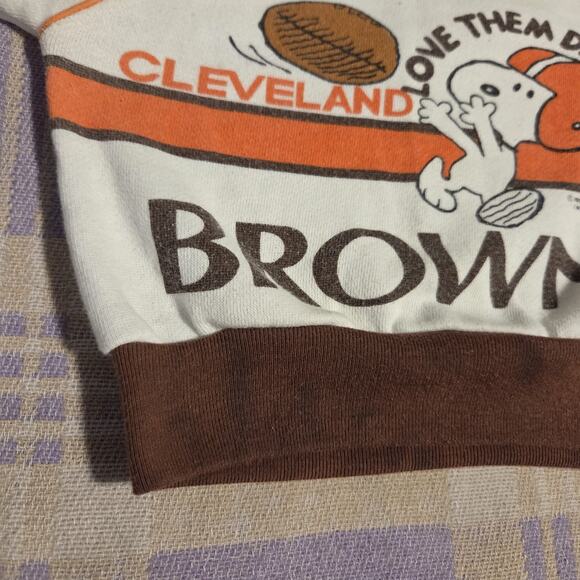 Vintage 70s 80s SNOOPY CLEVELAND BROWNS SWEATSHIRT SWEATPANTS NFL BABY 12 MONTHS - Picture 10 of 13